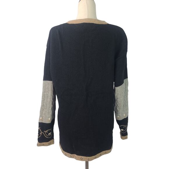 One Step Up Gray Tan Black Lambswool Angora Button Up Sweater Cardigan XL 18 20 - Picture 3 of 4